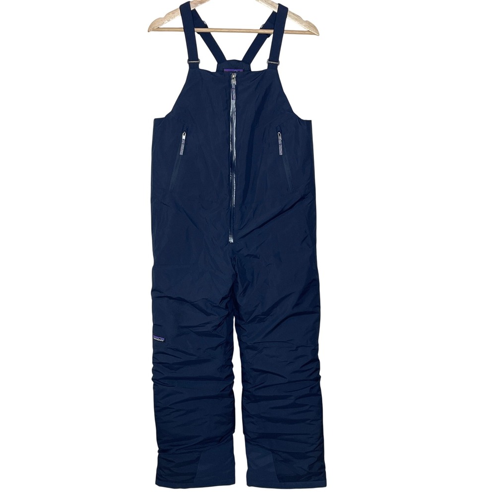Patagonia Kids XL 14 Navy Blue Ski Snowboard Bib Overalls Snow Pants Zip Front